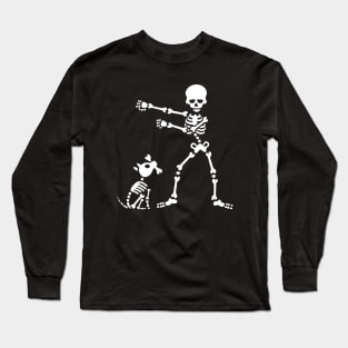 Flossing floss like a boss skeleton dog dance Long Sleeve T-Shirt